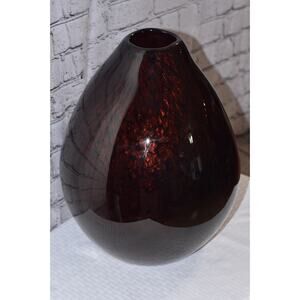Tony Evans Design Hand Blown Art Glass in Black Marble & Metallic Copper Vessel